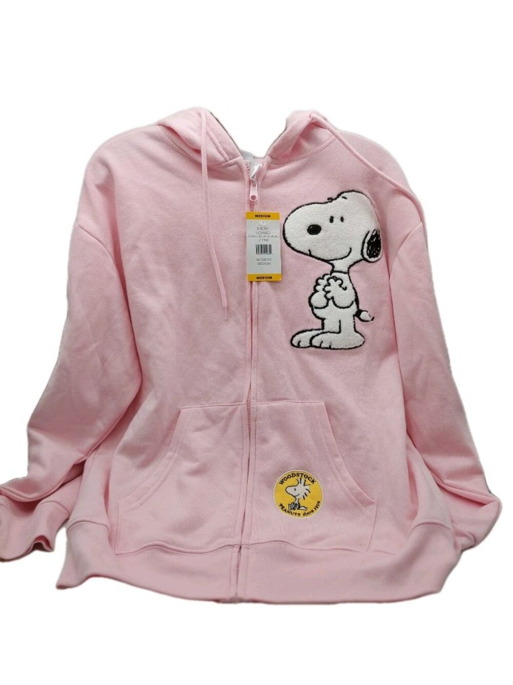 Peanuts Snoopy Womens Jacket Size Medium Hoodie Chenille Patch Sweatshirt NWT